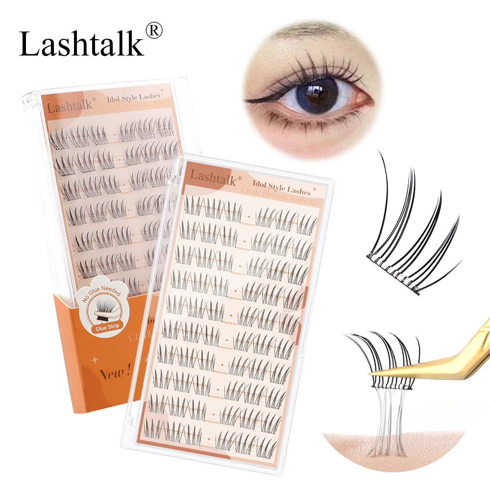 Description Picture 2 of itemLashtalk Idol Style Lashes Self Adhesive DIY False Eyelash No Glue and Remover Needed One-Step Reusable Pre-Glued 60 Clusters