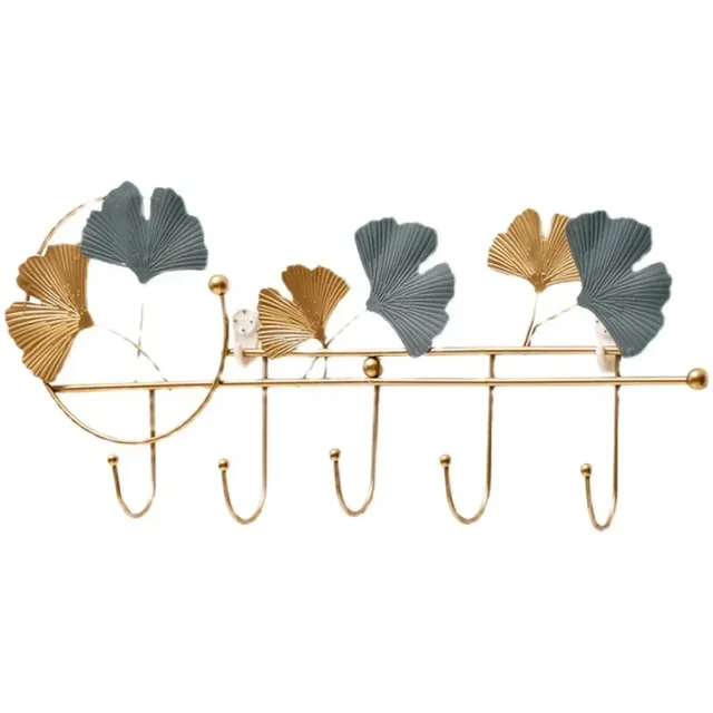 Style Cap Hook Organizer Iron Leaf Hanging Nordic Accessories Golden Key Hanger Creative Home Art Wall Decoration Coat Storage 4