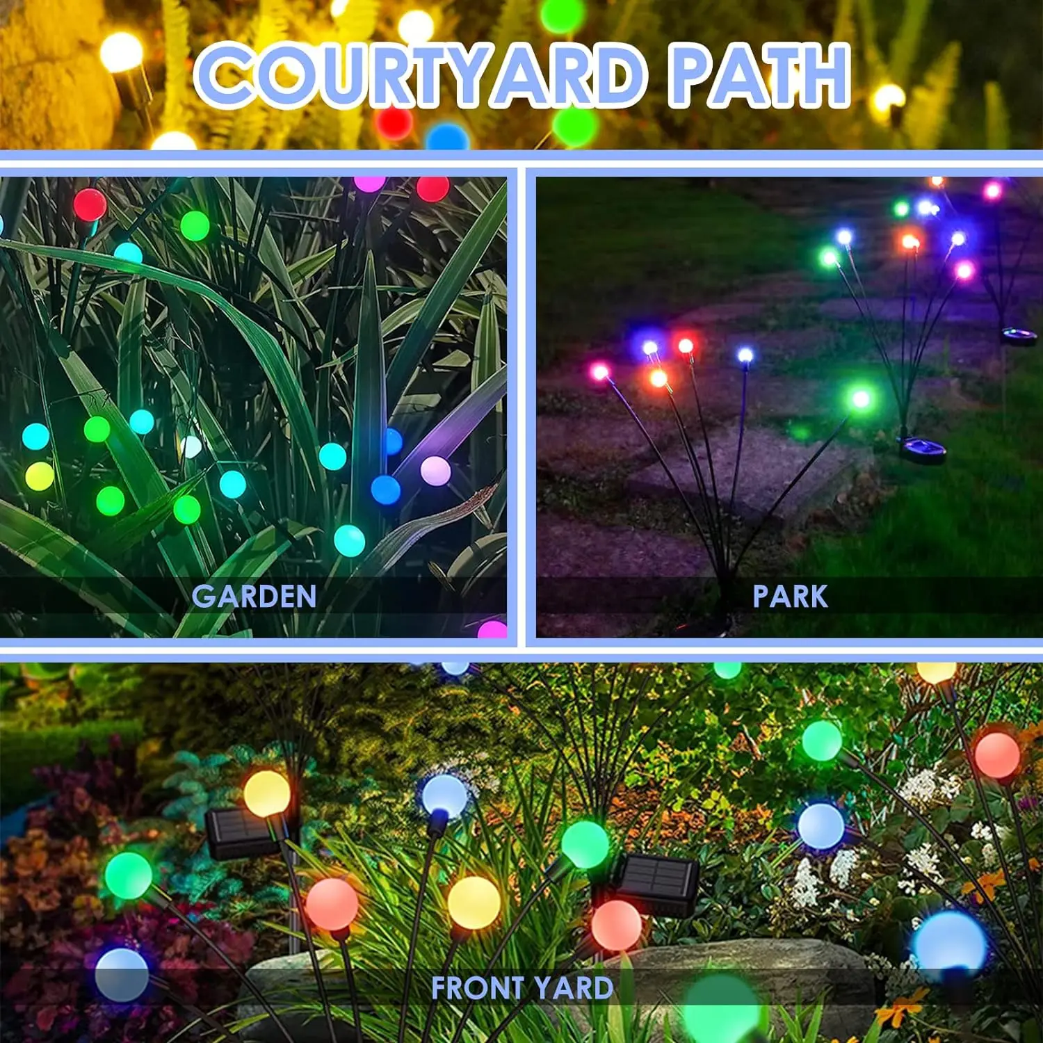Solar Firefly Light RGB/Warm White Color 6LED Garden Lights Outdoor Sway by Wind Waterproof for Garden Pathway Decoration