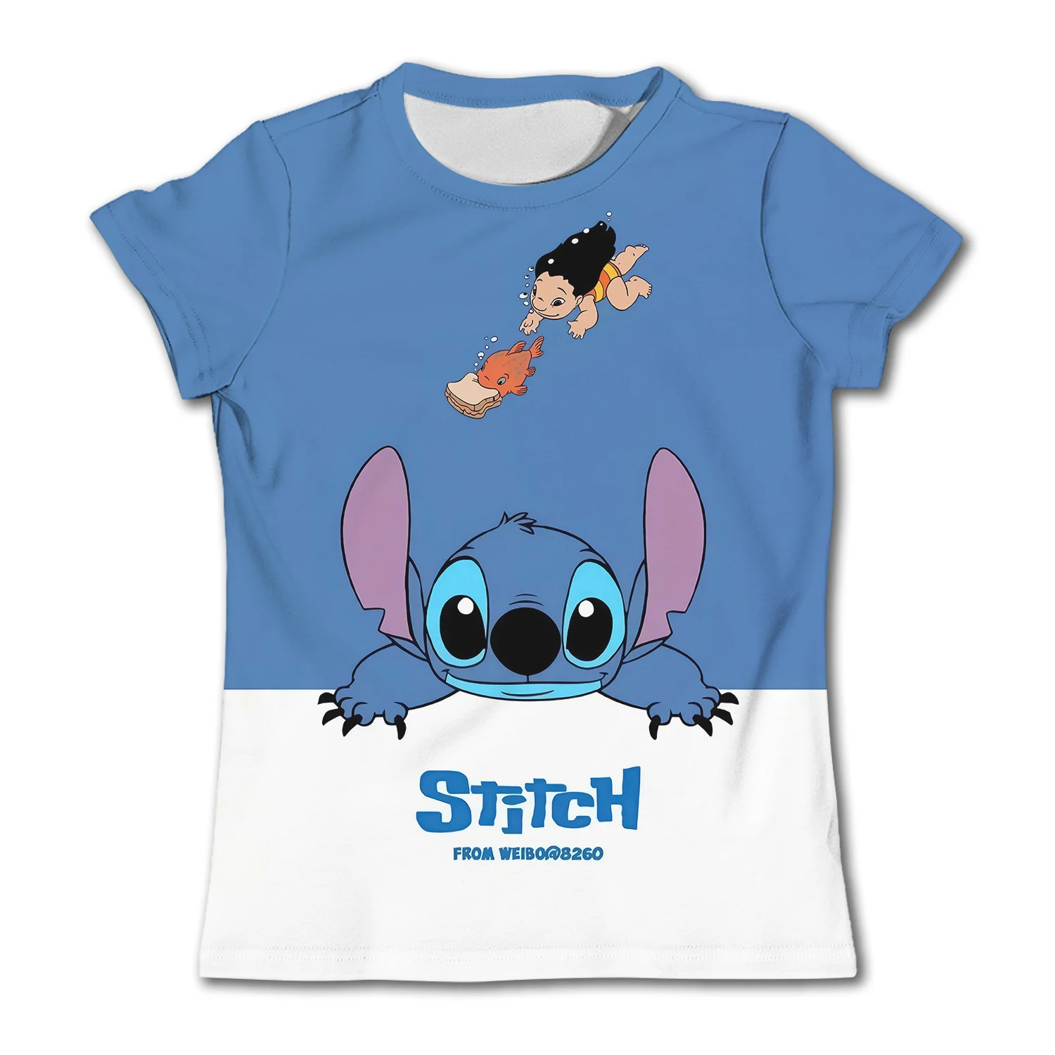 thumbnail image 1 of Camisetas de Disney Stitch para niñas, ropa informal de verano de manga corta con bonitos dibujos animados para niños, camisetas con corazones, camisetas suaves para niños, 1 of 5
