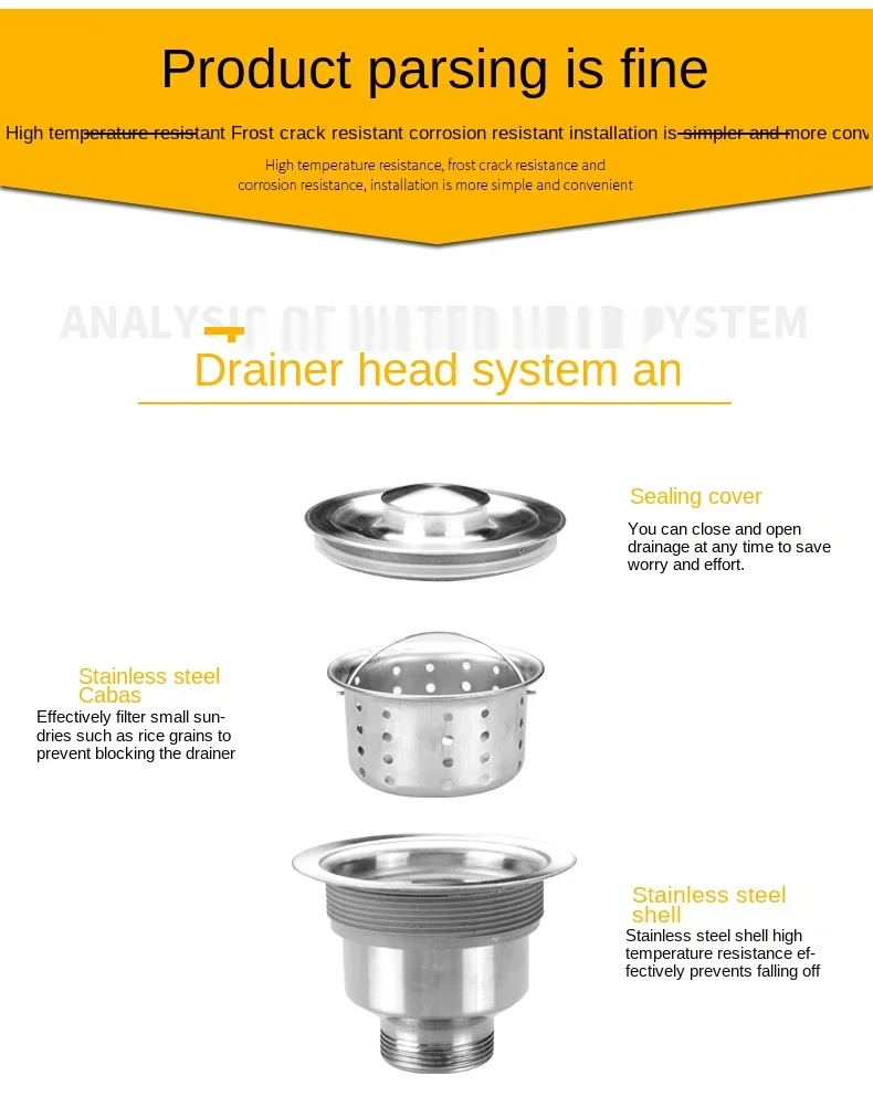 Aço inoxidável Sink Drain Pipe Set para