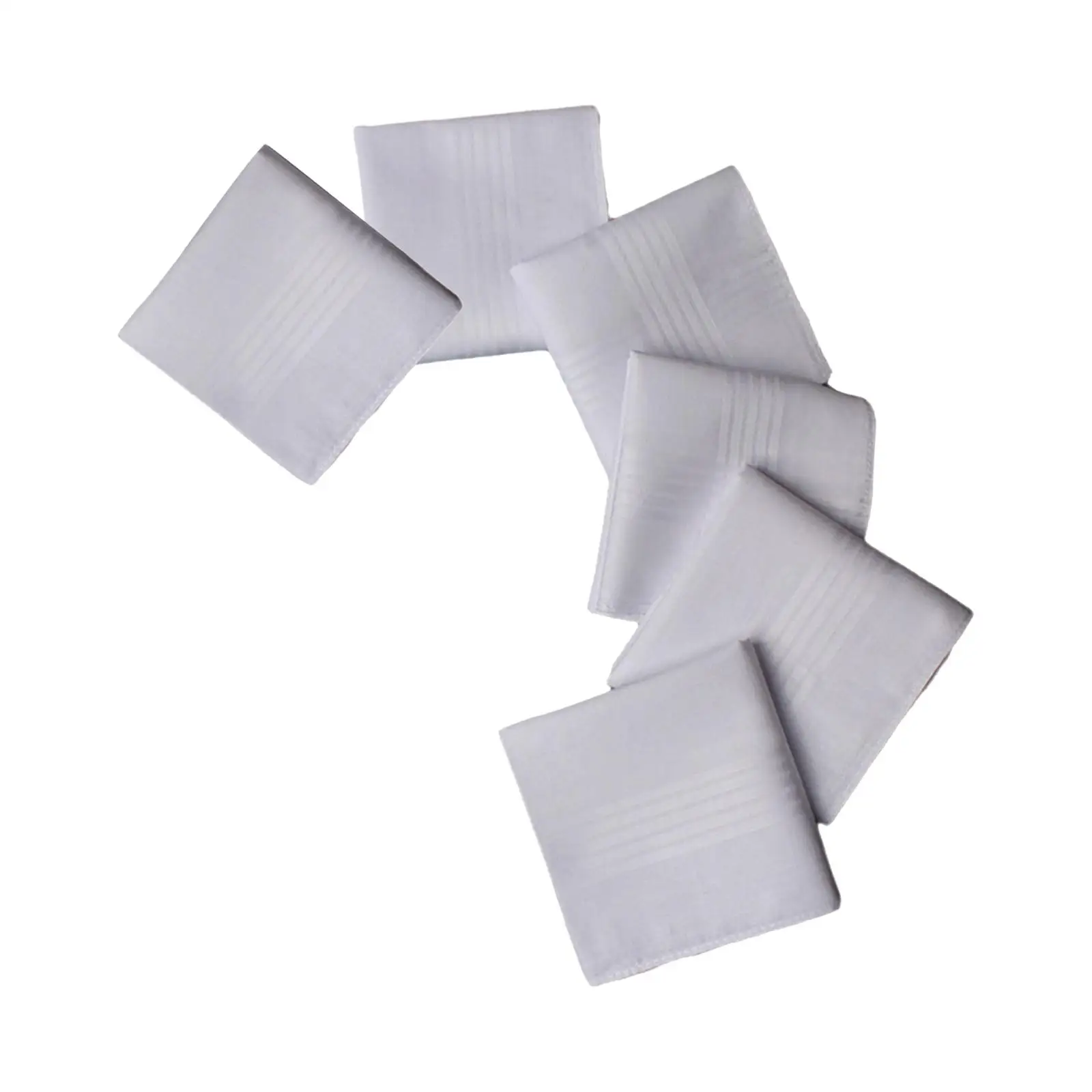 6x Pure White Handkerchiefs Set Solid Color Hankies Crafts Gift for Prom Gentlemen Suit Party Birthday