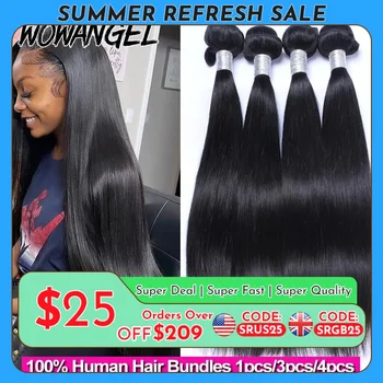 Wow Angel Straight 28 30 Inch Remy Brazilian Human Hair Bundles 100% Silky Hair 3/4 pieces Human Hair Extensions Virgin Hair 1
