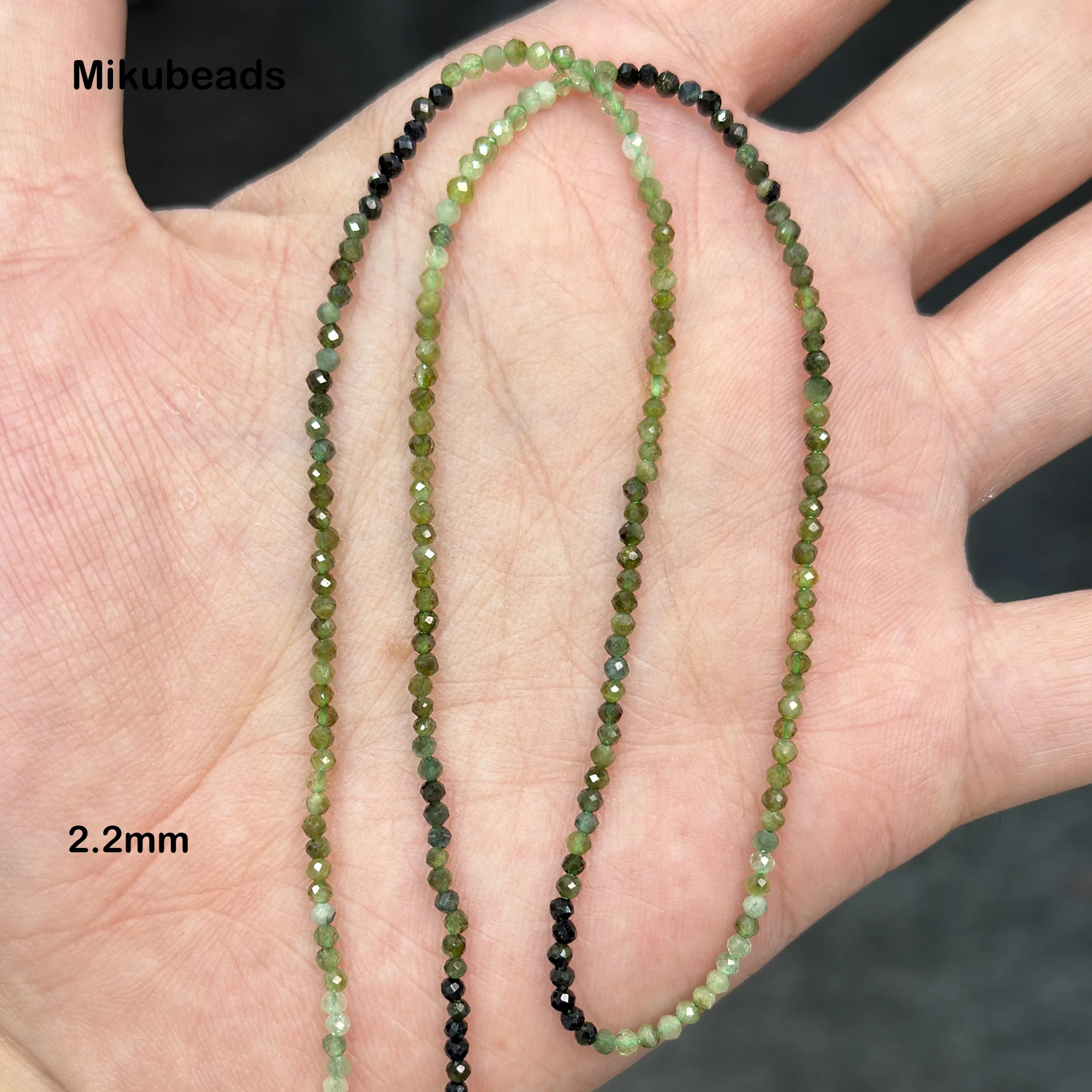 Wholesale Natural Green Tourmaline 2mm 3mm 4mm 3A Faceted Round Loose Beads For Jewelry Making DIY Bracelets Necklace 3