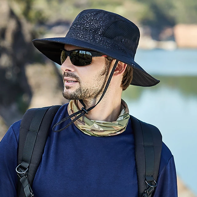 Outdoor Fishing Hat Wide Brim Man Breathable Mesh Fishing Beach