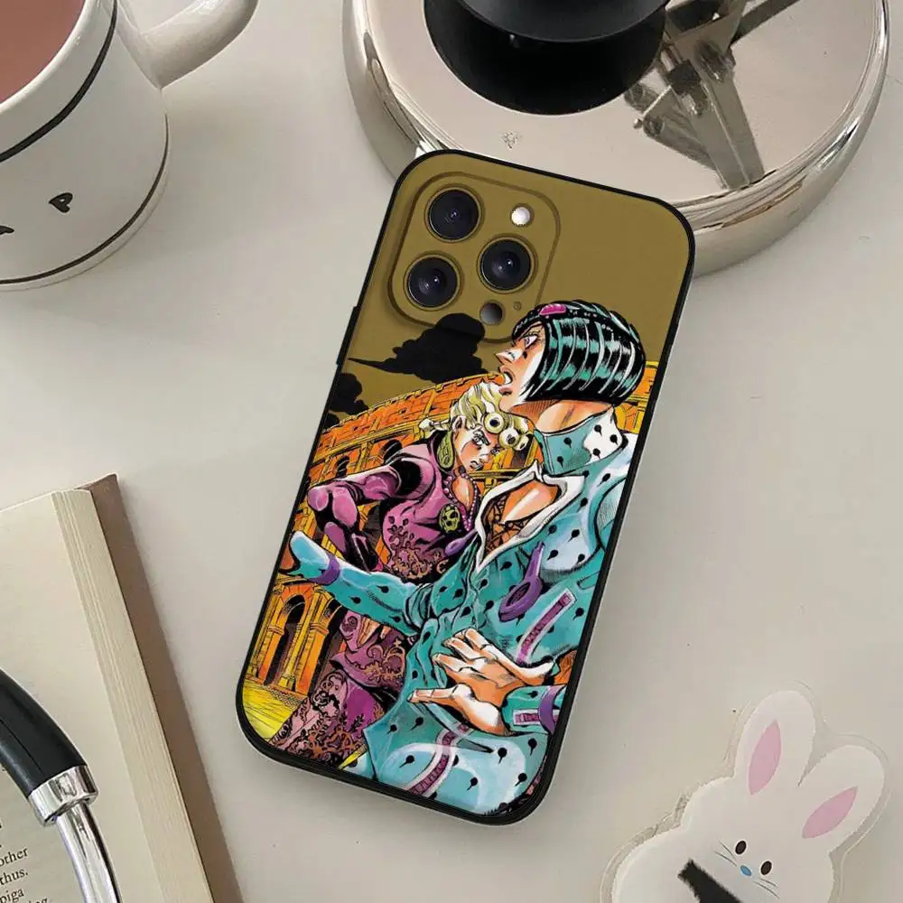 Anime-Inspired Soft Black Phone Case - JoJo's Bizarre Adventure Design