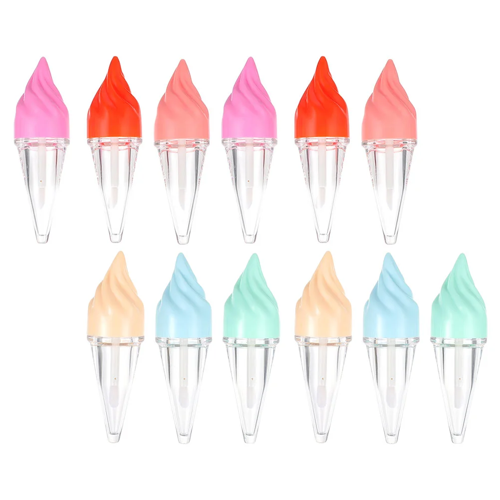 

12pcs Ice Cream Shape DIY Lip Gloss Tube Adorable Lipstick Tube Lip Balm Bottles