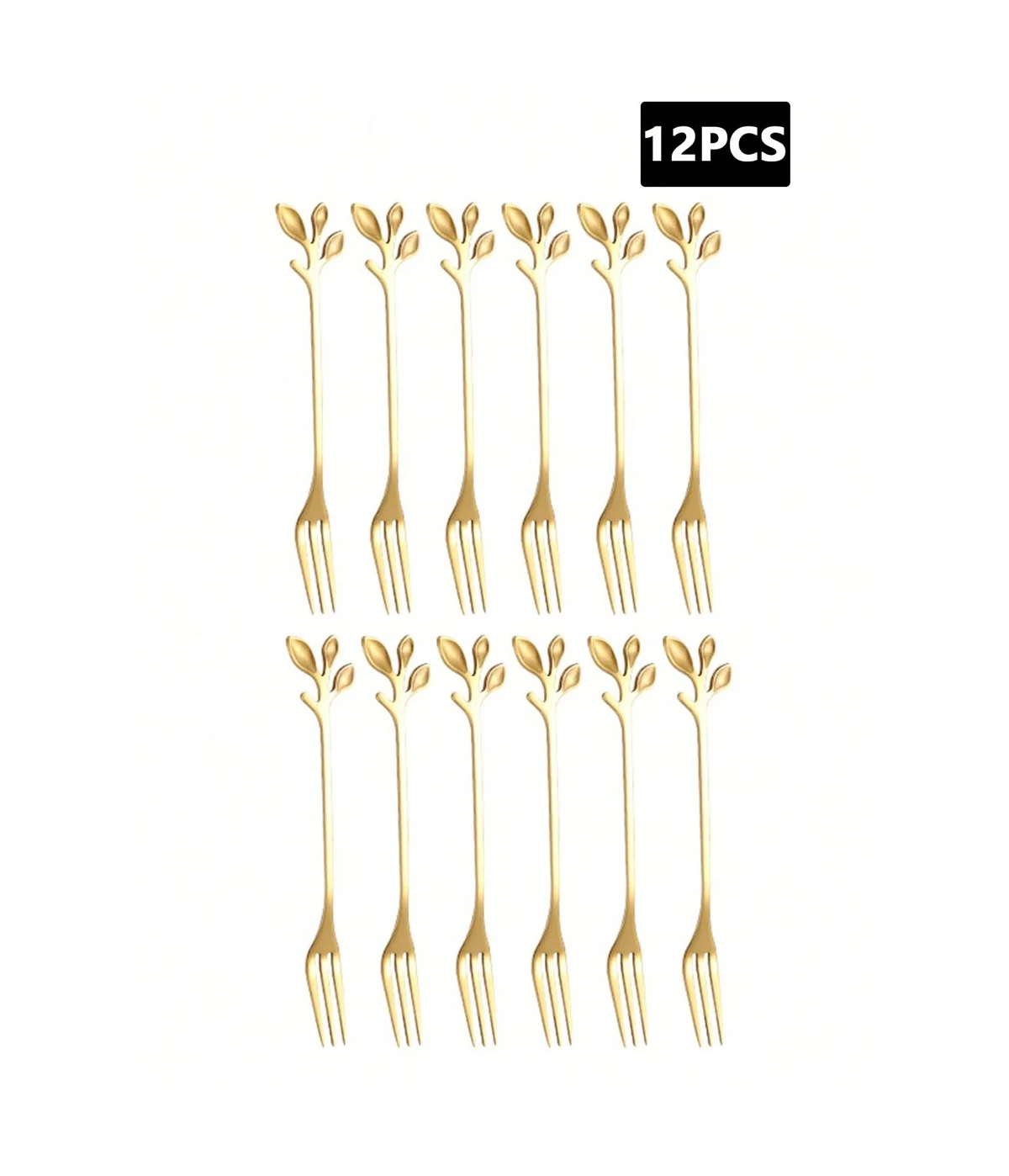 2/4/6/12pcs Stainless steel dessert fork, fruit fork, leaf handle design, suitable for home, afternoon tea, cafe