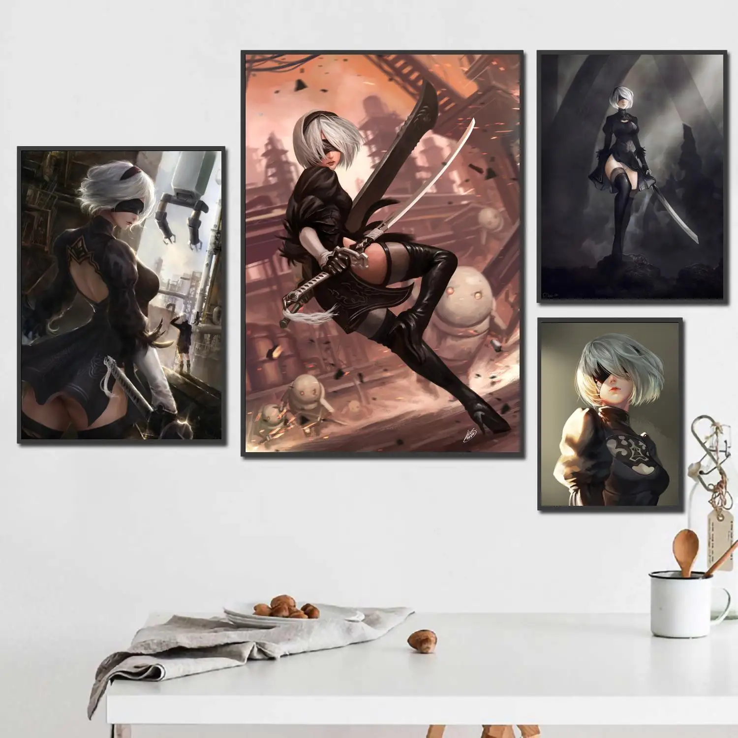 

2b nier automata game 24x36 Decorative Canvas Posters Room Bar Cafe Decor Gift Print Art Wall Paintings