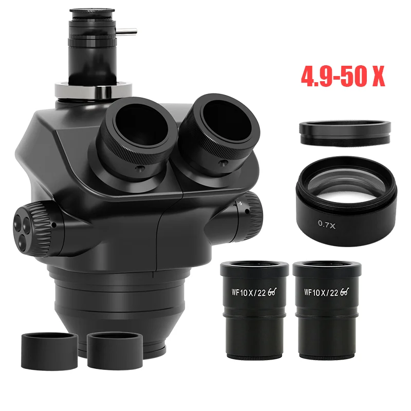 Kailiwei Trinocular Head 7-50 3.5-200X Simul Focal Continuous Zoom Stereo Microscope WF10X/22mm Eyepiece For Phone PCB Soldering 2