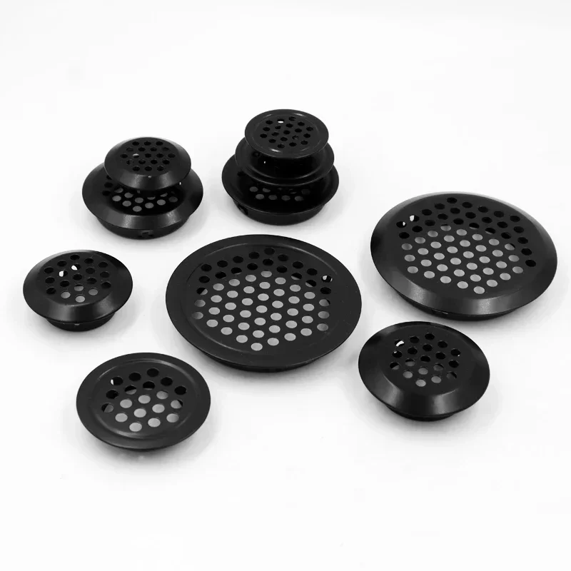 Air vent grille 10pcs round cabinet air duct vent Dia.19mm-53mm steel louver mesh hole plug decoration cover wardrobe grille ventilation systems