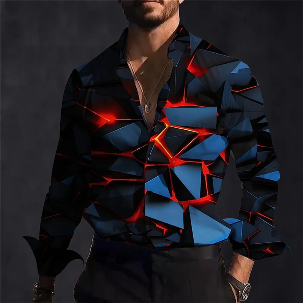 Men's Retro Lapel Shirt Street Everyday Long Sleeve Button Up Men's Clothing Fashion Designer Casual Breathable