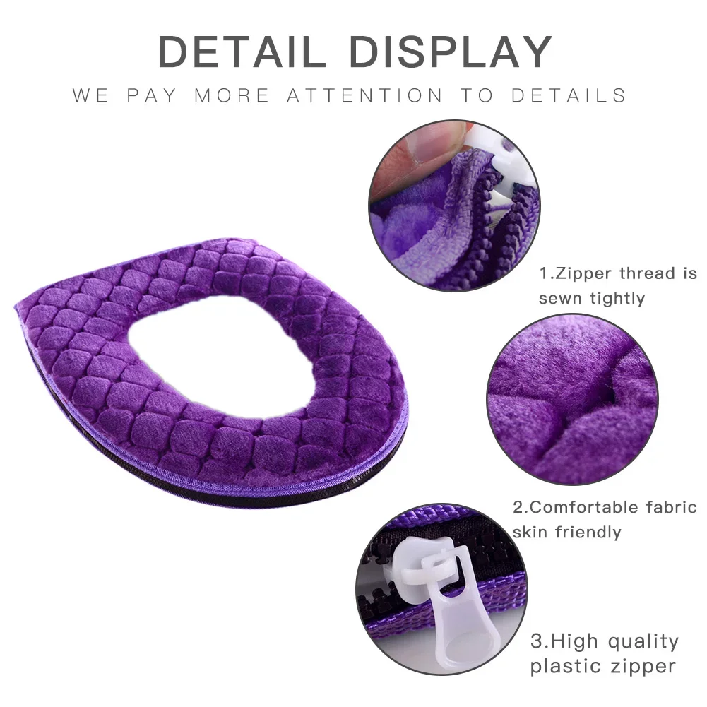 Bathroom Toilet Seat Cover Soft Winter Warm Plush Cushion O-shaped Washable 37cm&times;44cm