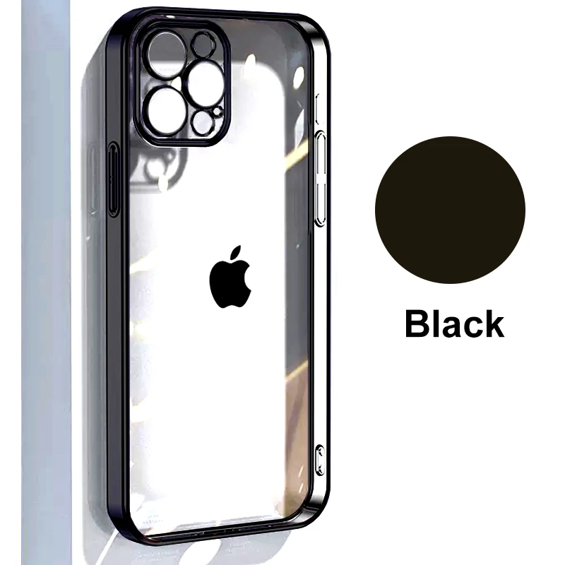 Original Straight Edge Plating Cover For Apple Clear Case Iphone 11 12 13 14 Pro Max Mini 7 8 Plus Xr Xs X Full Camera Protector