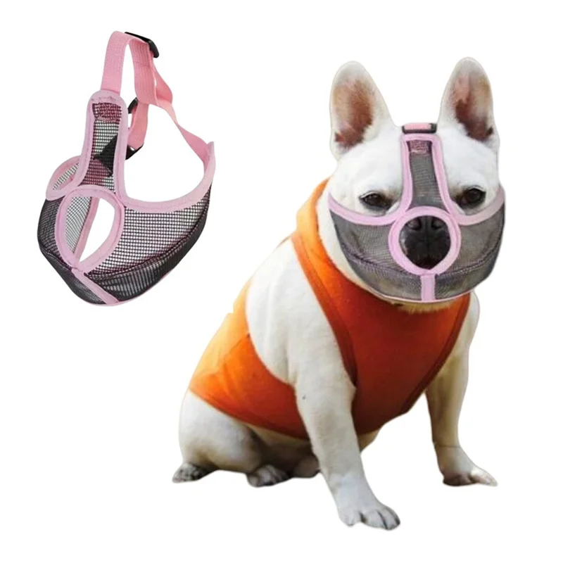 Outdoor Mouth Cover for French Bulldog Pug Boxer The Boston Terrier against Bite Licking Chewing Face Cover Mask with Buckle
