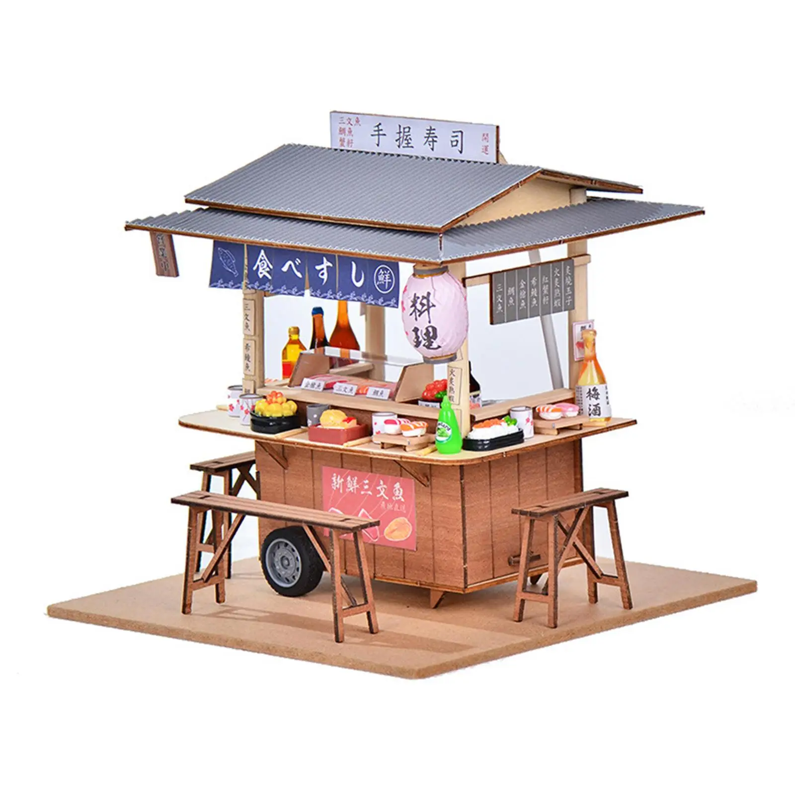 DIY Dollhouse Kits Sushi Store Display Mini Model Wooden Gift Mini Sushi Shop