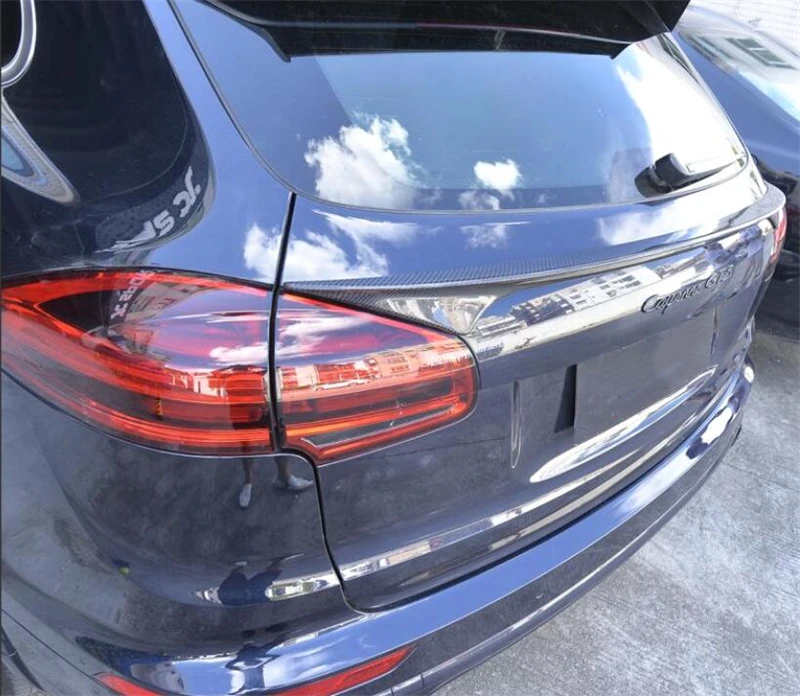 For Porsche Cayenne 985.2 GTS 2015 2016 2017 Real Carbon Fiber Spoiler High Quality Rear Wing Trunk Door Spoilers Top Splitter - - Racext 33