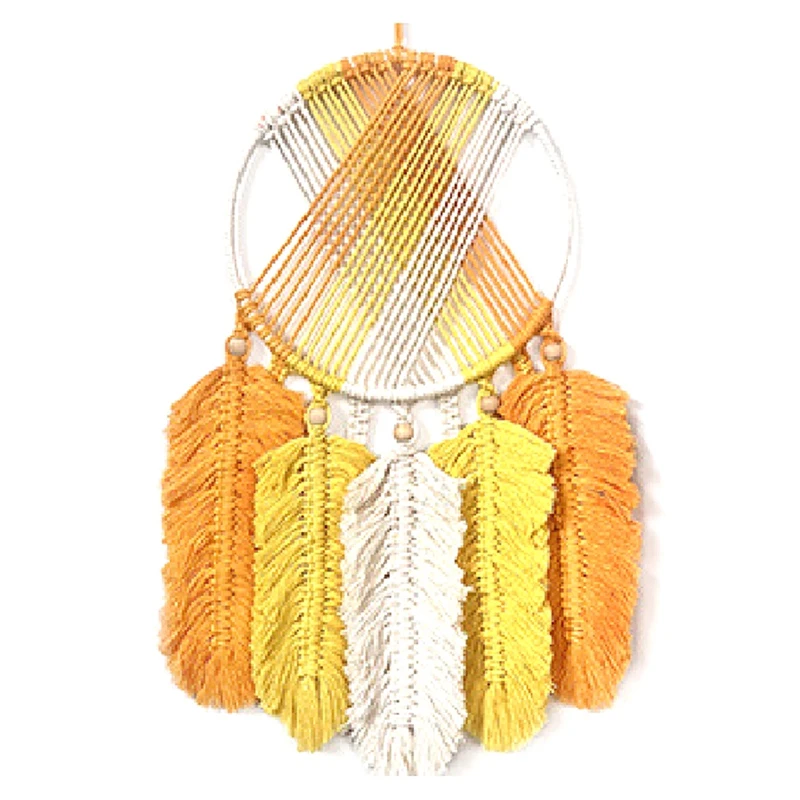 

Colored Leaf Tapestry Circular Modern Simple Wall Hanging Cotton Rope Hand-Woven Wall Hanging Living Room Wall Decor