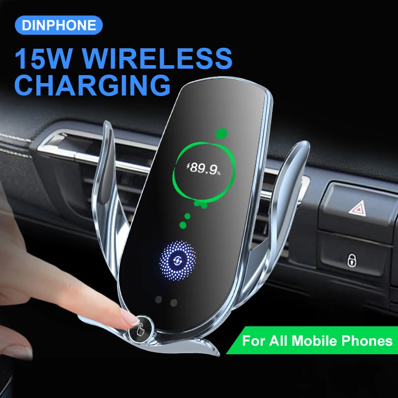 Universal Car Cell Phone Holder Bracket 15W Wireless Charging Handsfree Phone Holder In Car, For Dashboard Windshield Vent