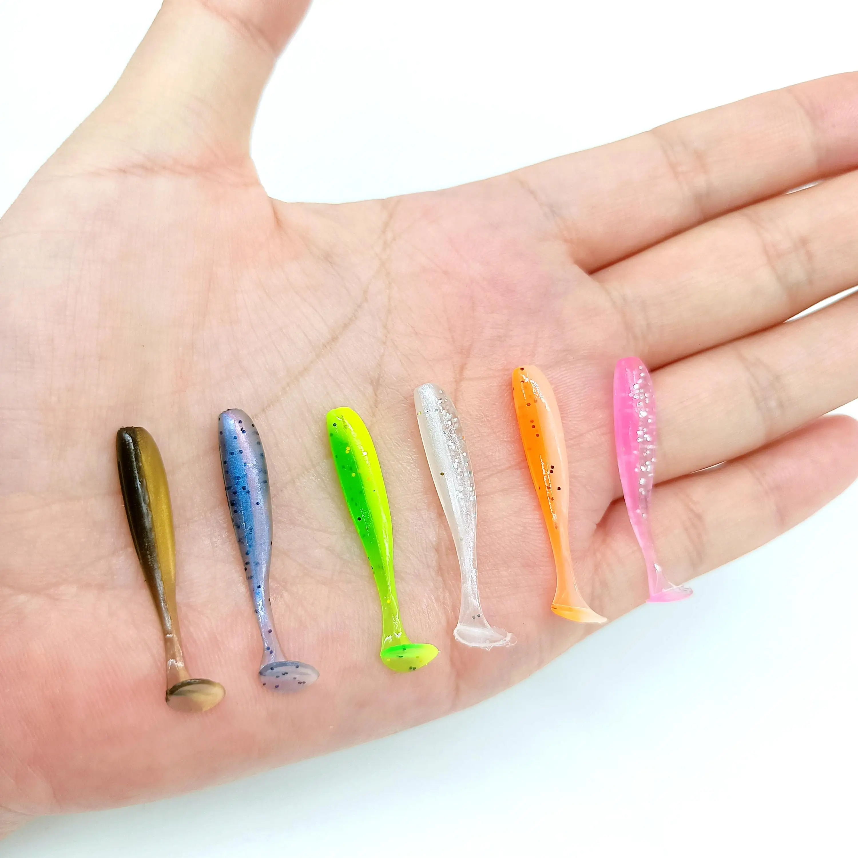 HOOFISH 100PCS Micro Soft Fishing Lures 0.35g/35mm T-tail Worm Lure Small  Artificial Bait Jig Wobblers Bass Pike Fishing Tackle