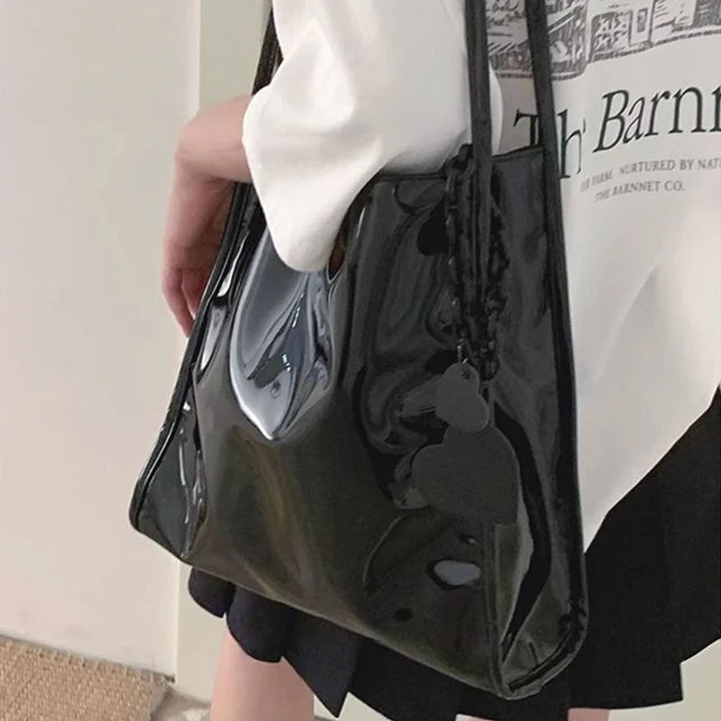 Luxury Designer Women's Tote Bag Fashion Patent Leather Glossy Underarm Shoulder Bags Large Capacity Commuting Handbags
