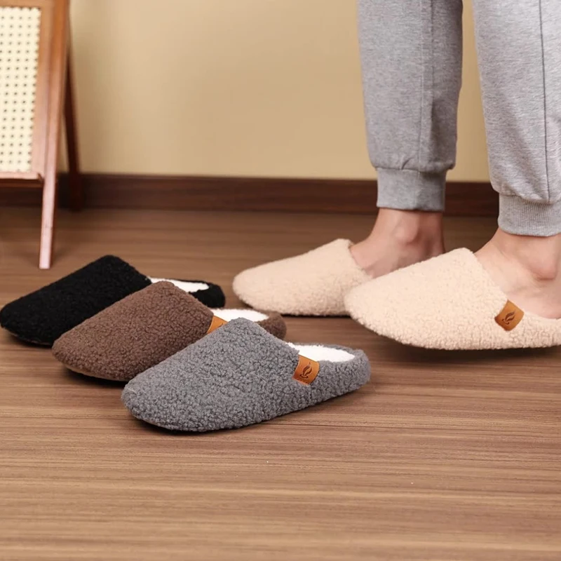 2025 Couples Home Cotton Slippers Women Lightweight Soft Sole Warm Indoor Slides Woman Comfortable Anti Slip Floor Shoes Female