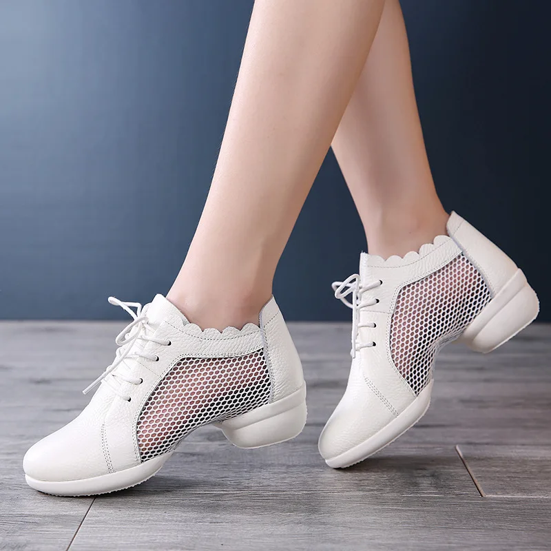 

Women Jazz Dance Shoe Female White Casual Sneakers Outdoor Mesh Girls Modern Hip Hop Dancing Ladies Sports Shoes