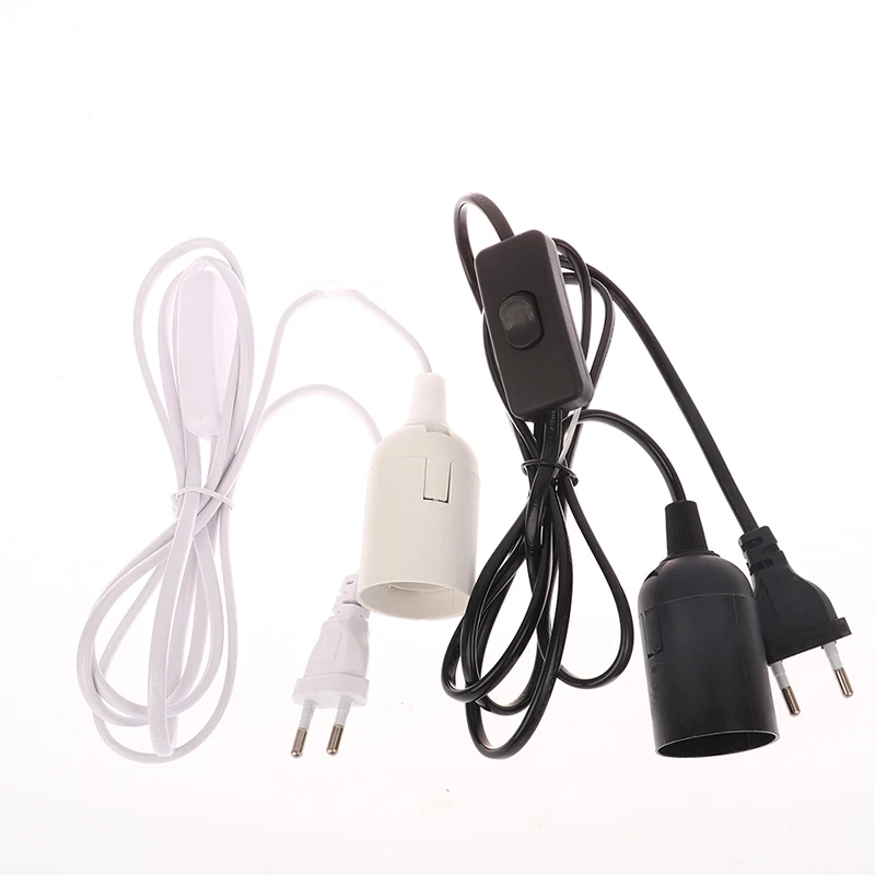 전원 코드 케이블 램프 베이스 플러그, 펜던트 LED 전구 E27 행글램프 서스펜션 소켓 거치대, 스위치 와이어 포함, 1.8M, 1 개