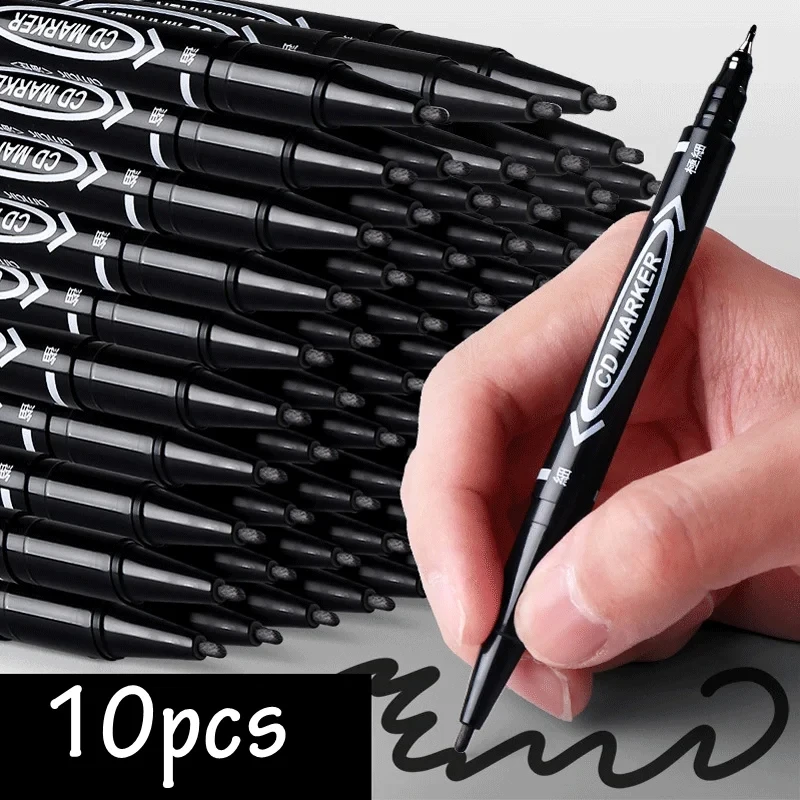 10pcs/set dvojitý kování umění černá modrá tuž trvalý líčit záložka pero pro plastový dřevo kámen kov sklo doodling značení graffiti