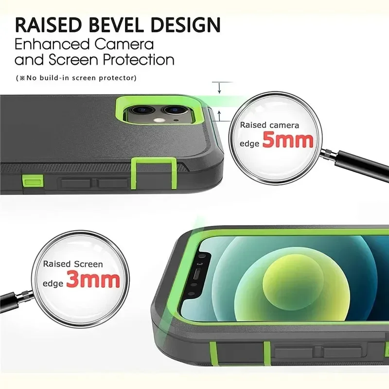 Heavy Duty 3-in-1 Defender Armor Phone Case with Back Belt Clip