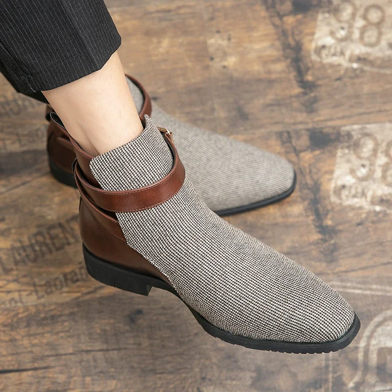 Golden Sapling Casual Business Boots Men Fashion Leathe Shoes Leisure Flats Platform Men's Chelsea Boot Office Dress Party Shoe