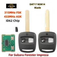 รีโมทรถยนต์ XJMYNB 315MHz FSK / 433MHz ASK ชิป ID62 สำหรับ Subaru Forester 2000-2010 Impreza 2001-2007 ใบมีด DAT17/NSN14