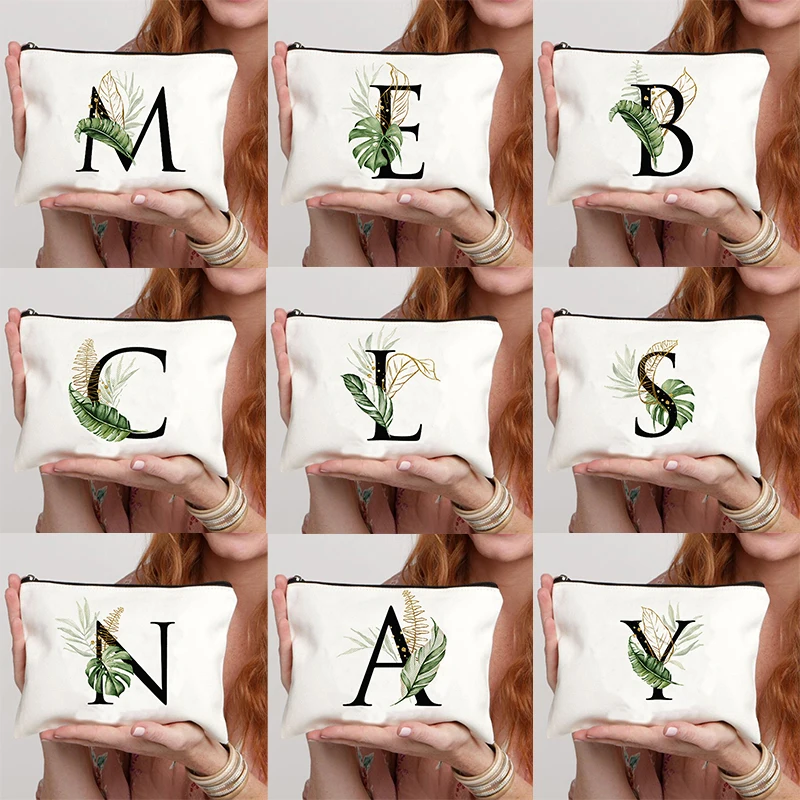 

Bridal Party Make Up Pouch Necessaries Lady Tote Purse Wedding Gifts Bridesmaid Makeup Bags Floral Alphabet Print Cosmetic Case