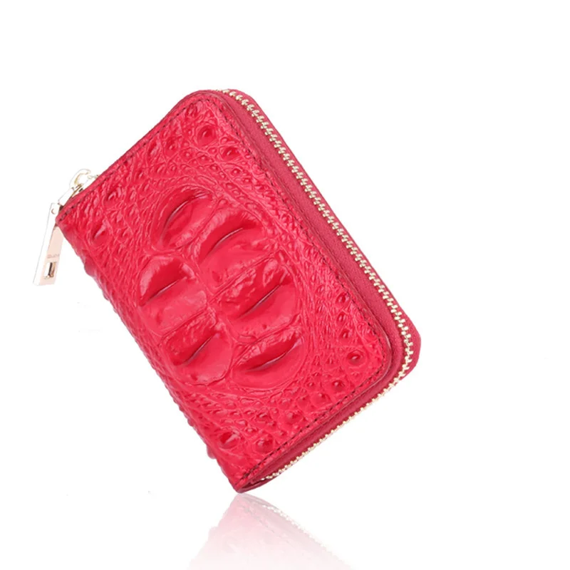 Genuine Leather Women Fashion Business Wallet High Quality Mini Zipper Multi Namecard Holder Cards Purses Luxury Small Billfold