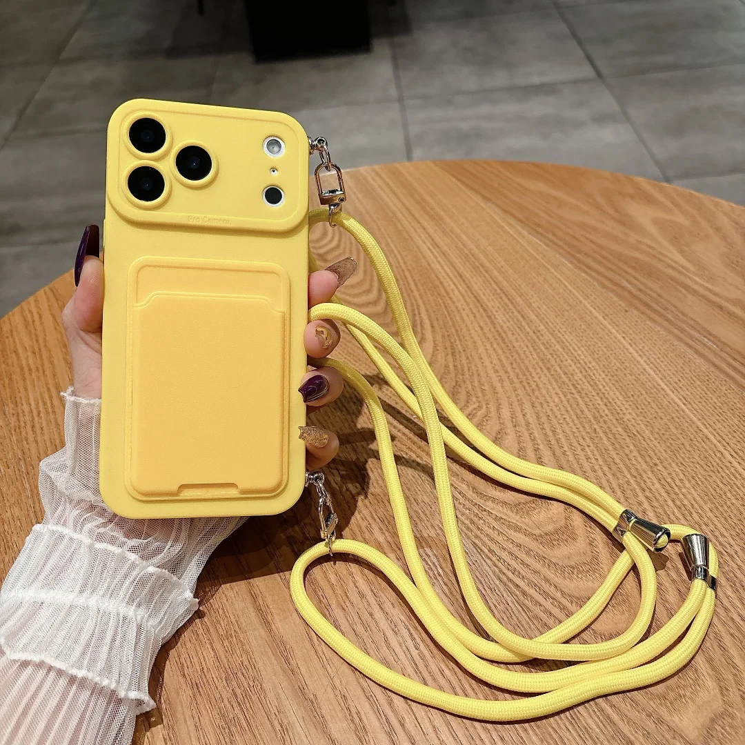 Crossbody Lanyard Phone Case with Card Holder and Back Cover