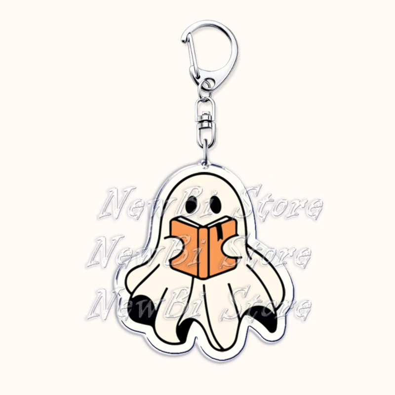 Niedliche Halloween gruselige Geist Schlüssel anhänger für Zubehör Tasche lustige Herbst Schädel Buch Schlüssel ringe Schmuck Fans Freunde Leser Geschenke – Detail 27