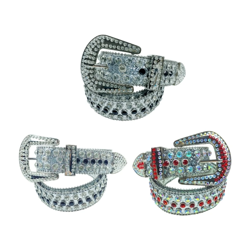 

Elegant Buckle Waist Belt for Adult Full Sequins Belt for Jeans Skirt
