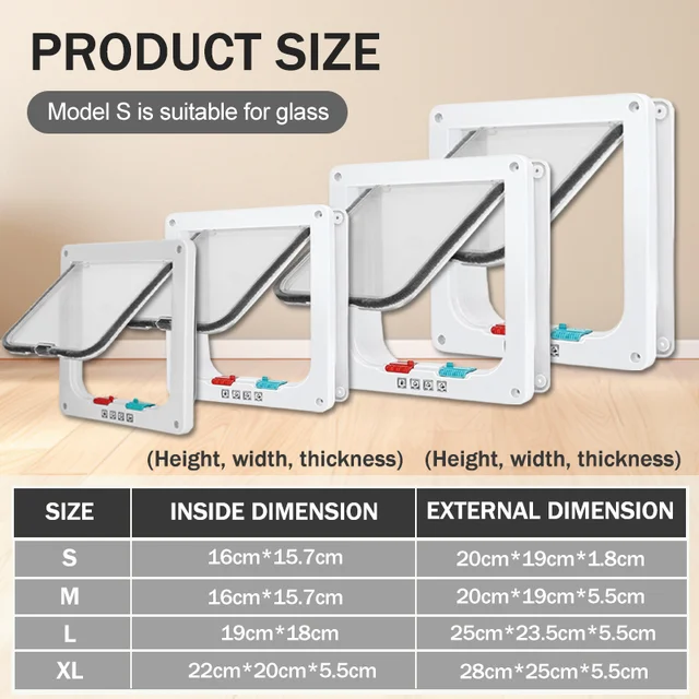 1 set, four-way safety lock flip door | weatherproof PVC pet door, suitable for cats and dogs, cat doors, dog doors 3