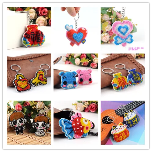 Bead cross stitch kits Printed cross stitch stich Key chain Phone mobile phone ornaments Cartoon pendant Craft Bead-work embroidery kits