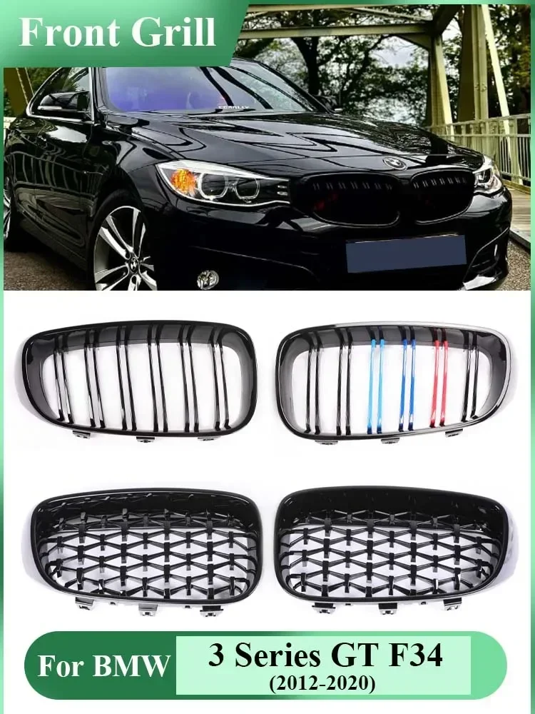 

M color Lower Front Kidney Radiator Grille mesh Bumper Facelift Diamond Stars Grills Parts for BMW 3 Series GT F34 2013-2020