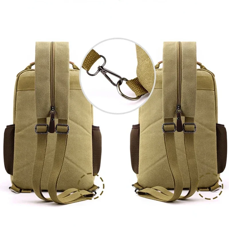 Mens Backpack Canvas Casual Mini School Bag Rucksack Man Multi-function Crossbody Bag Travel mens backpack
