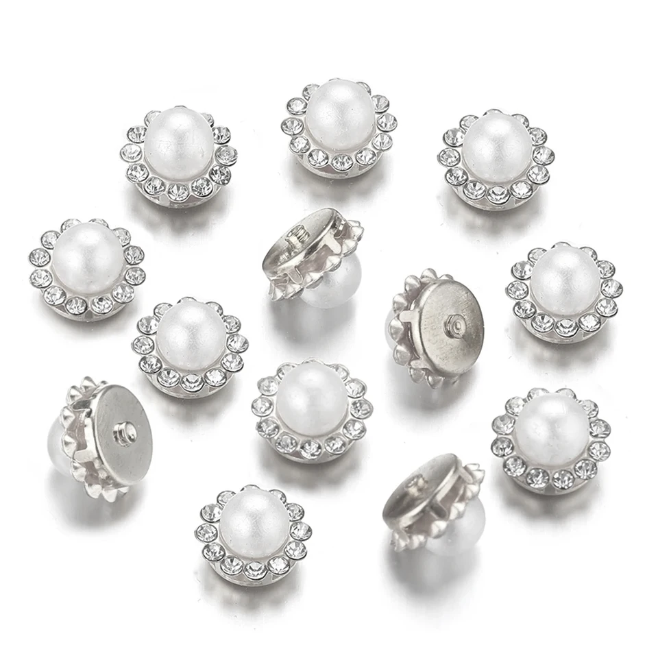 Bottoni di design con fiocco di strass di perle di lusso di abbigliamento Bottoni decorativi di moda di alta qualà Cuco in metallo Abbigliamento cuco fai da te  15