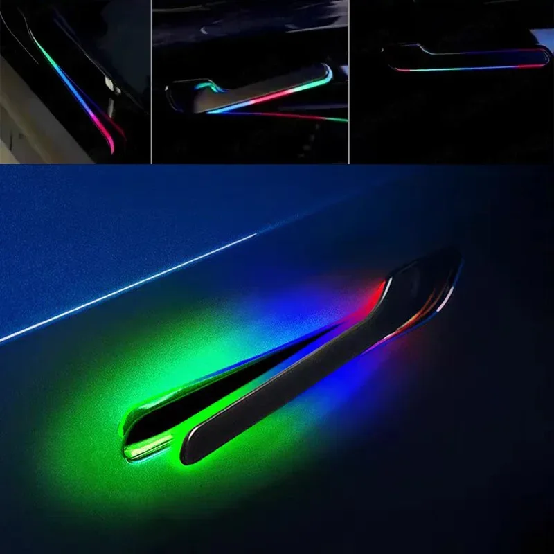 테슬라 모델 Y 하이랜드 컬러 LED 라이트, 3, 4 문짝 핸들바, 2024 최신 6 세대 무선 자동 문짝 핸들