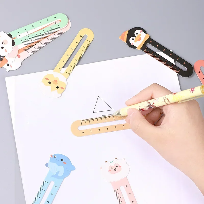 Cartoon Animal Bookmark 50Pcs/pack Cute Bear Kitten Student Ruler Bookmark Students Supplies Bookmarks for Books Animal Bookmark Bookmarks Stationery Supplies