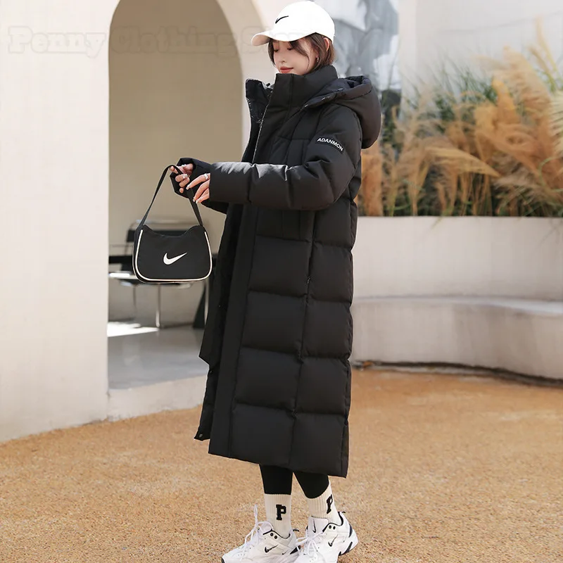 

2023 New Down Jacket Women's 400g 90 White Duck Down Over Knee Long Winter Jacket for Men and Women Couples