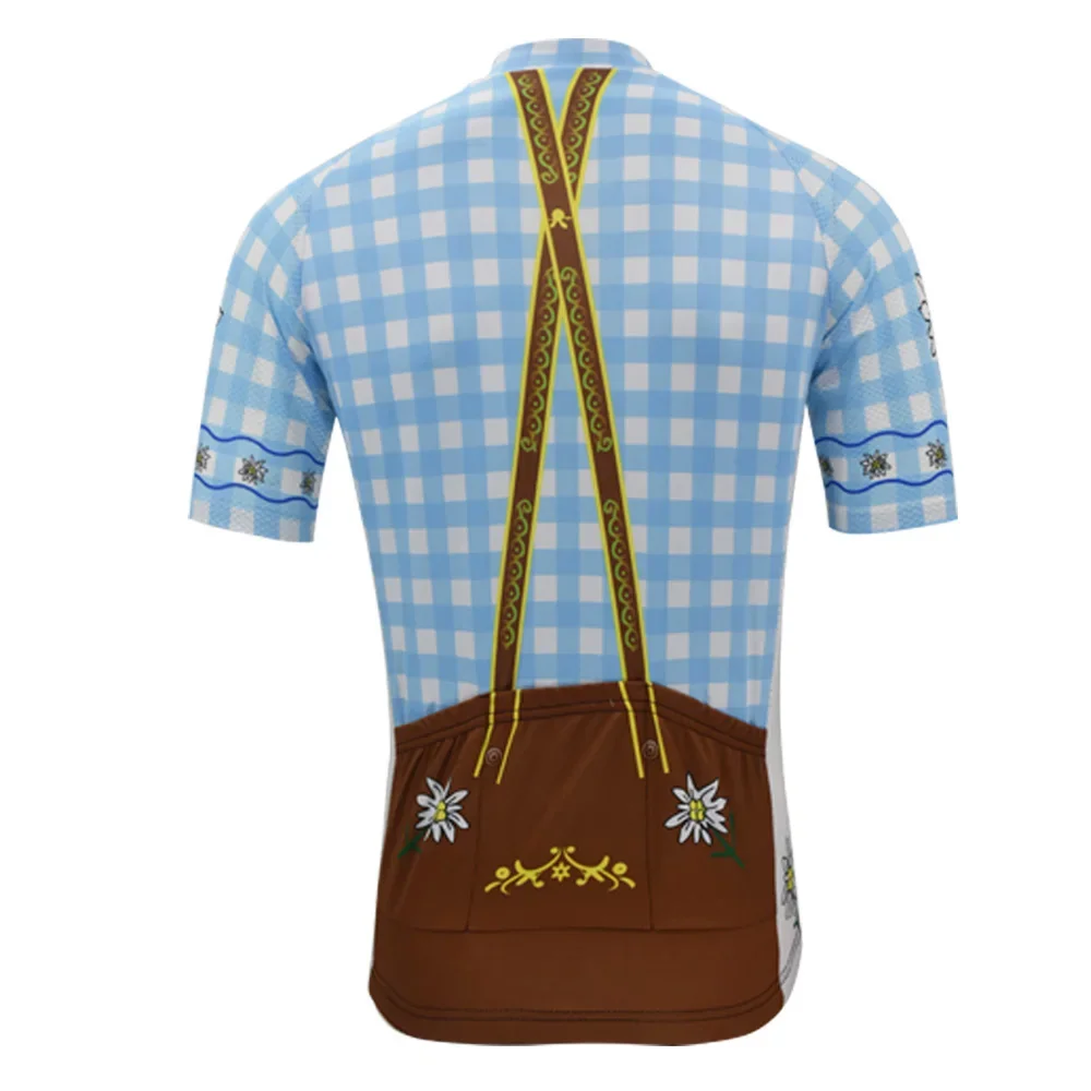 Men Plaid Shirt Cycling Jersey Set Summer Bib Shorts 9D Gel Pad Cycling Tops Mtb Ropa Ciclismo Bike Wear Clothing Short Sleeve