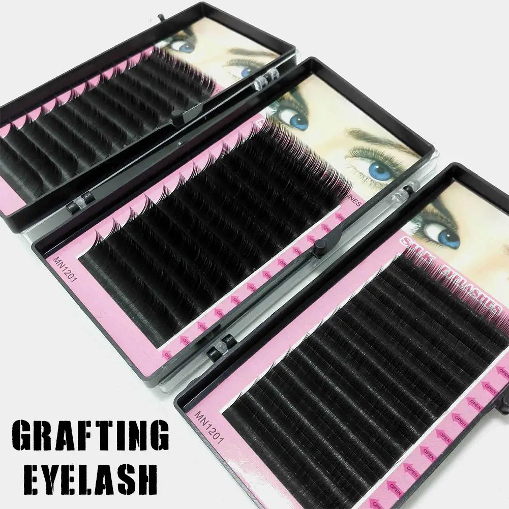 

1Box High Quality Natural Faux Silk Tray Eyelash Extension Individual Eyelashes 3D Mink Lashes False Soft Curl Professional S3H7