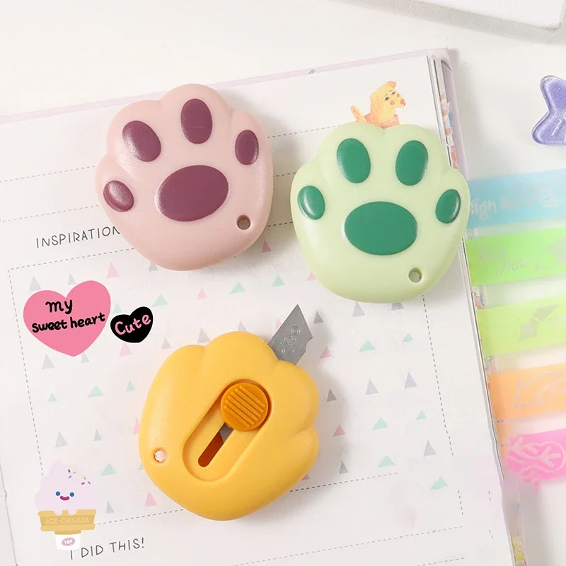 Cat Paw Mini Utility Knife Student Paper Cutter Art Crafts Pen Knife Letter Opener Box Cutter Korean Stationery Office Suppiles box cutter utility knife paper cutting knife cutting knife paper cutter art knife box opener