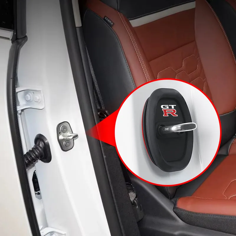 닛산 GTR 테아나 스카이라인 가와사키 R32 R34 R35 J10 J11 쥬크 X용 실리콘 자동차 도어 잠금 버클 보호 커버 액세서리 4개