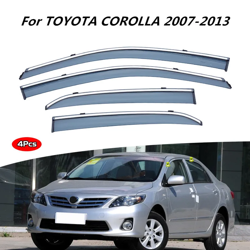 For TOYOTA COROLLA 2007-2013 Accessories Window Visors Weathershields Wind Rain Guard Door Visor Vent Shades Ventvisor 1